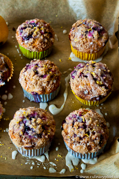 Muffins mit Blaubeeren und Zitrone