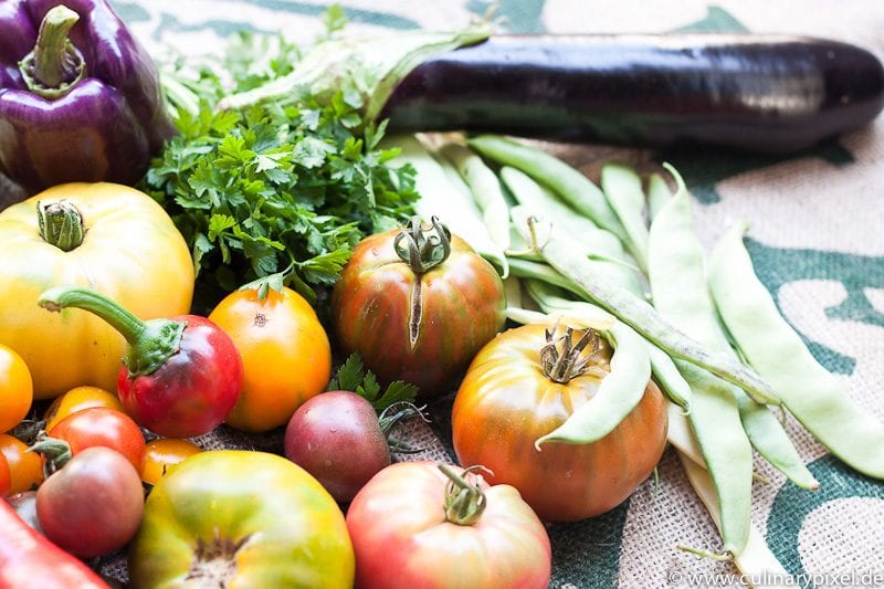 Waldgärtner Tomaten, Bohnen, Auberginen