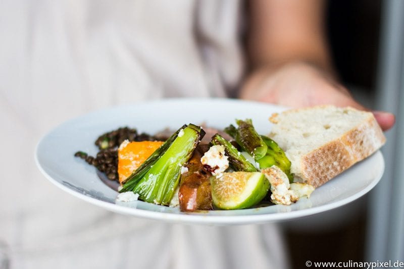 Feigen, Süßkartoffeln, Ziegenkäse & schwarze Linsen