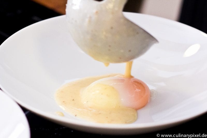 Onsenei Sous Vide gegart mit Kartoffelsuppe