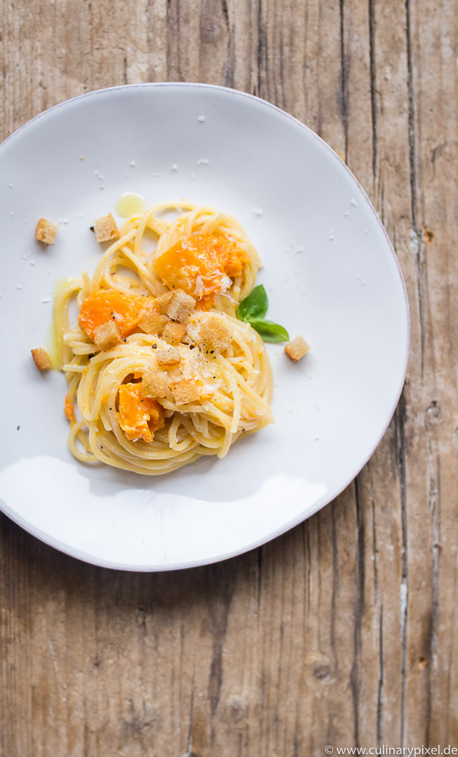 Spaghetti mit Butternut-Kürbis