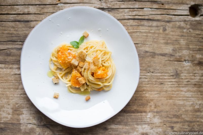 Spaghetti mit Butternut-Kürbis