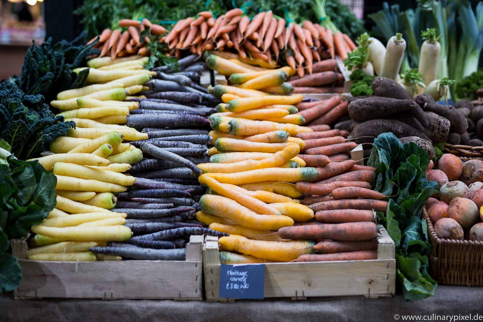 Bunte Karotten am Borough Market London