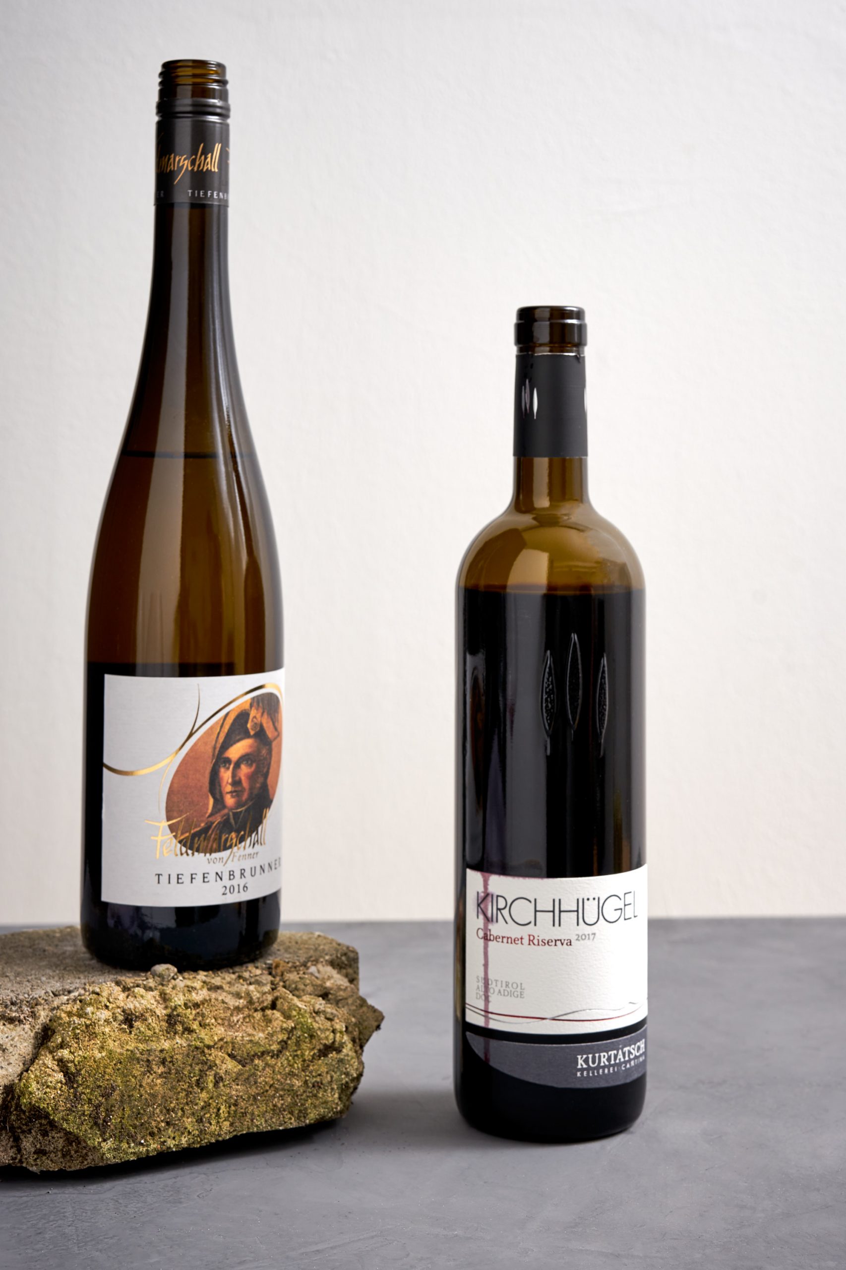 Wein aus Südtirol: Tiefenbrunner Müller Thurgau Feldmarschall und Kellerei Kurtatsch Cabernet Riserva Kirchhügel