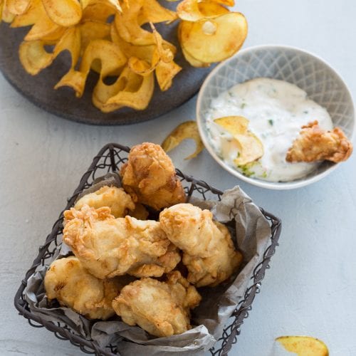 Fish & Chips: Kabeljau-Nuggets mit Kartoffelspiralen